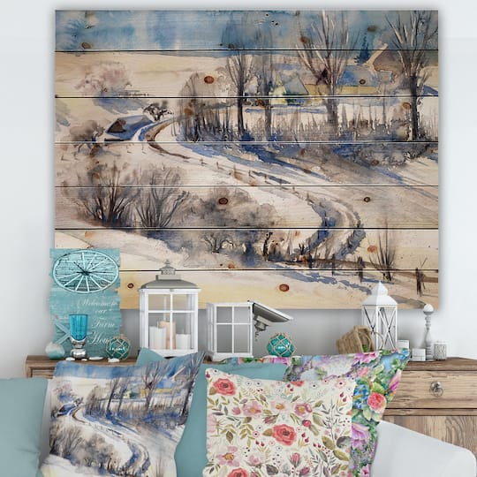 Designart - Country Road In Winter Times I